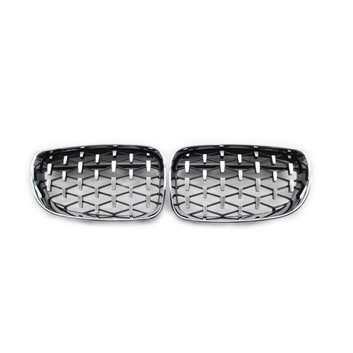 For BMW E81 E82 E87 E88 ABS 2Pcs Chrome+Black Diamond Style Front Bumper Grille - Picture 14 of 18