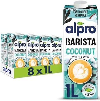 Alpro Barista Kokosnuss pflanzliches Long Life Getränk - ideal für Kaffee - Schaum