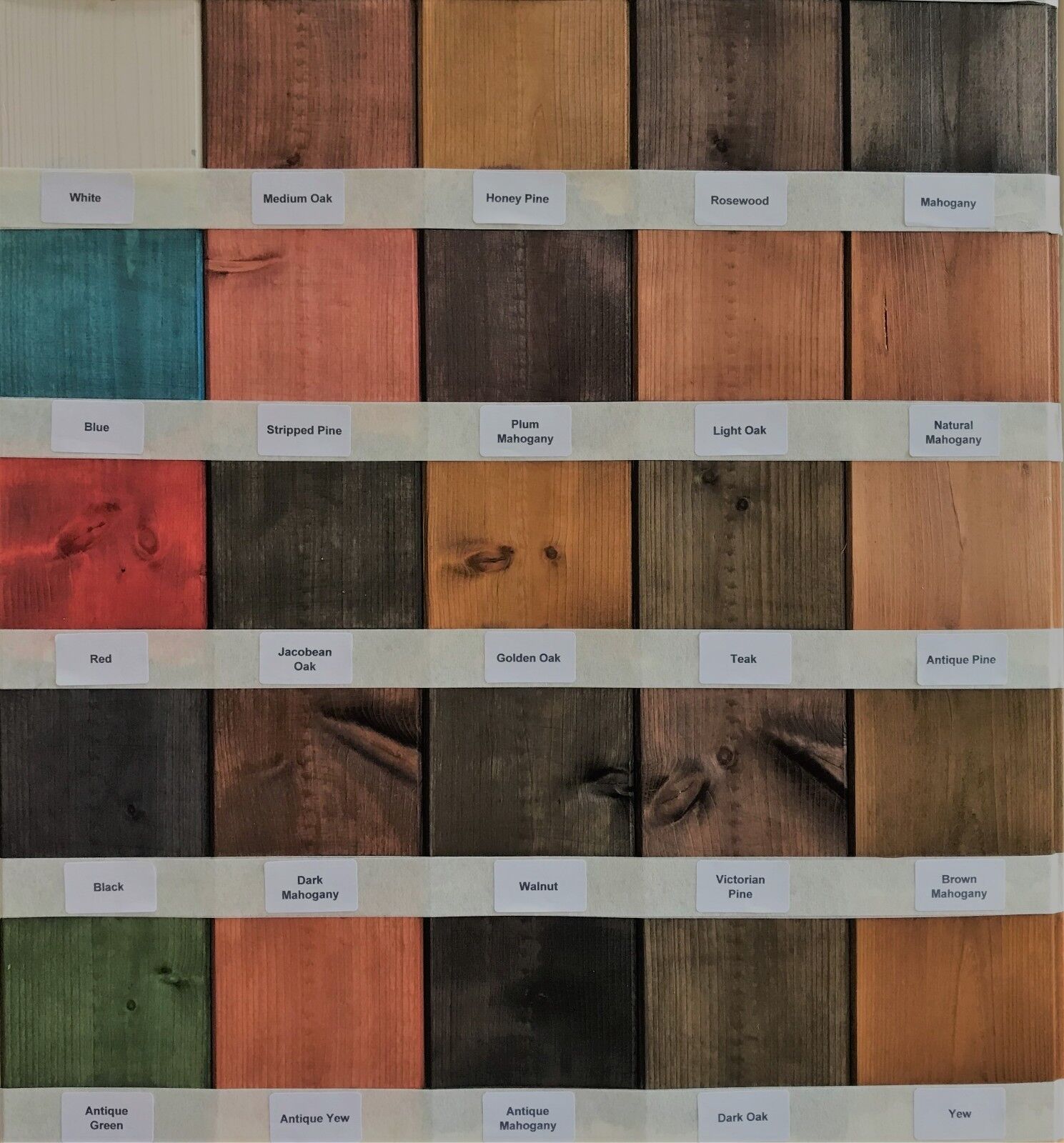 Wood Dye Colour Chart