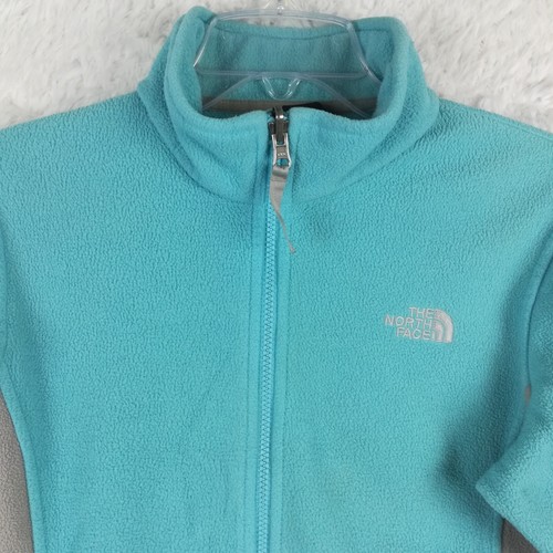 The North Face Girls Fleece Jacket Aqua Blue Gray Colorblock Zip Long Sleeve XL - Picture 6 of 14