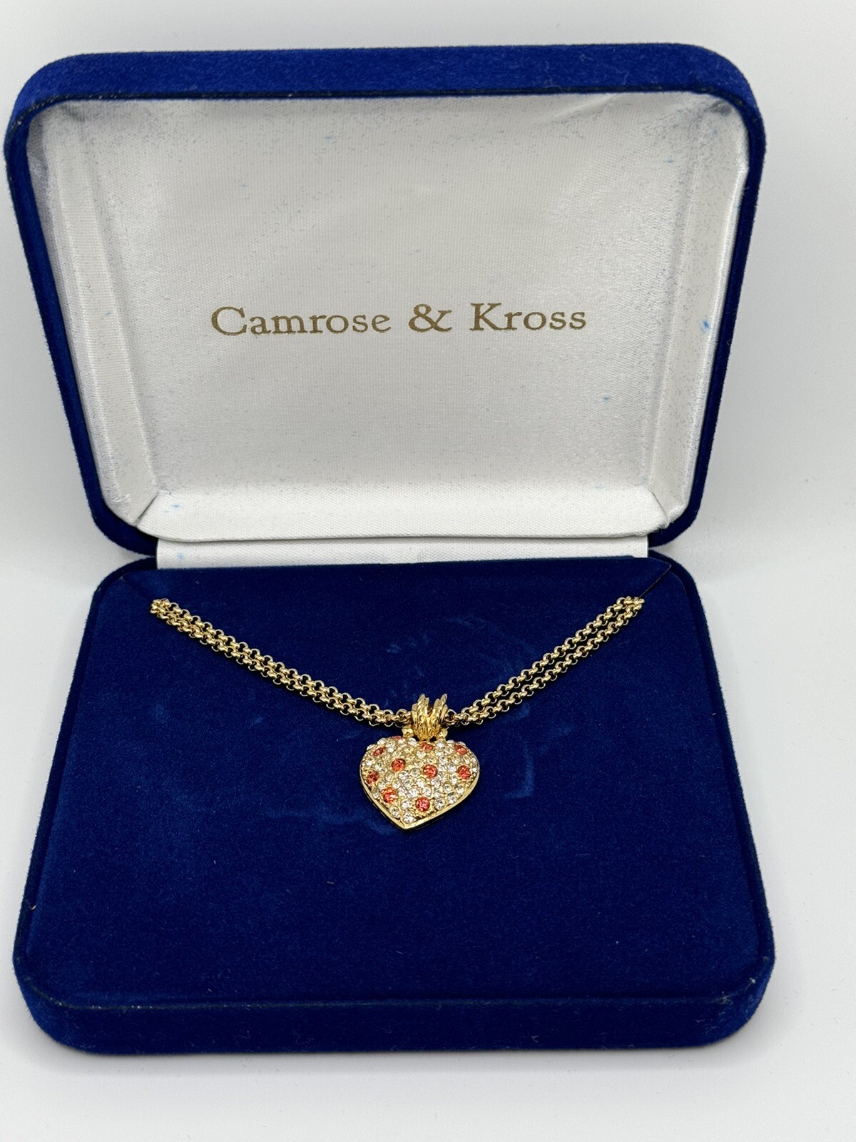 CAMROSE & KROSS JBK JACQUELINE KENNEDY HEART RHINESTONE PENDANT NECKLACE