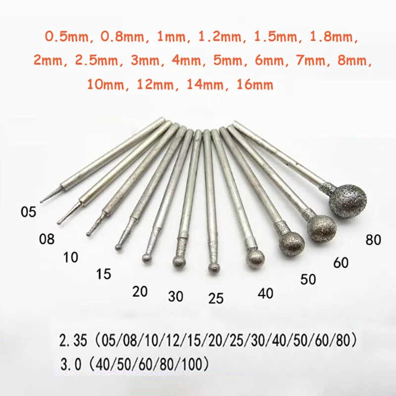 3mm - 12mm Diamond Burr Grinding Bits 46 150 Grit For Drill Dremel