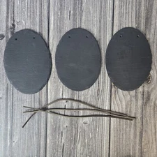 3 Handmade Slate Oval Chalkboard Blackboard Sign Shabby Chic Style 5X7 With...