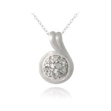 925 Silver 1/10ct Diamond Round Swirl Necklace, 18"