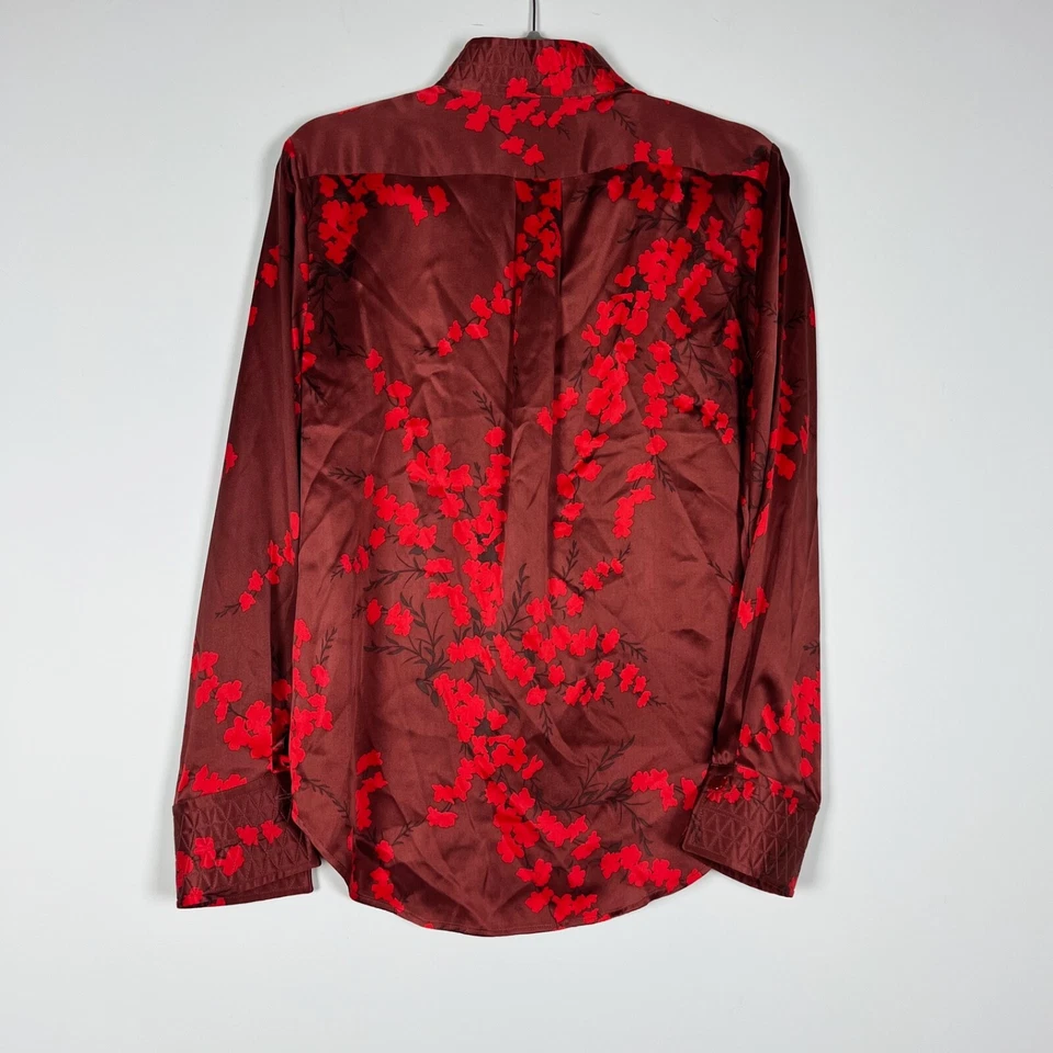 Blusa Equipment Maisa Floral Abotonada Seda Satén En Pimentón Humo Multi L Foto 4 de 4