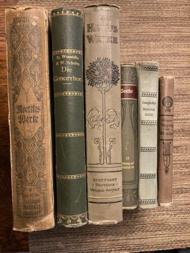 Lot of 6 Vintage German Decorative Staging Prop Hardback Books Shades of Green - Picture 1 of 10