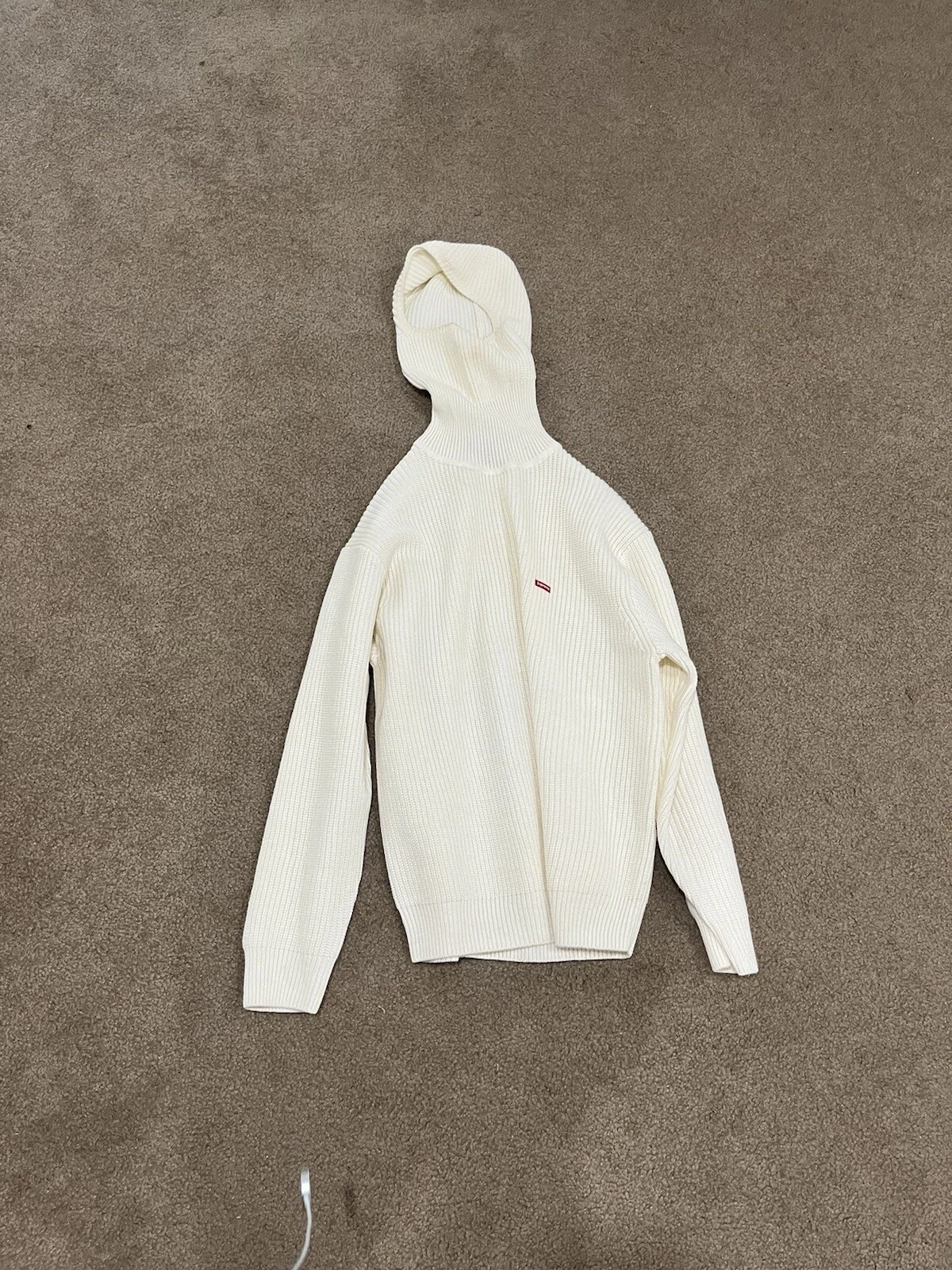 supreme gaufre tricot pull à capuche taille moyenne blanc