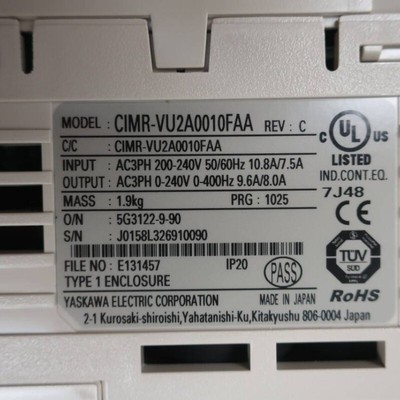 CIMR-VU2A0010FAA NEW Yaskawa Variable Frequency Drive In Stock