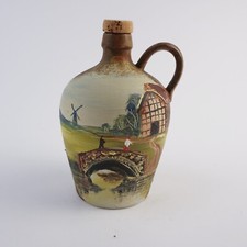 Keramik-Flasche Honigwein, handbemalt Heisterholz ca.16 cm hoch braun mit Henkel