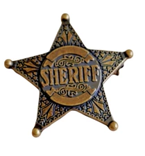 Brass Finish Sheriff Mini Badge - Replica Western Collectable 1.5" Sheriff Pin