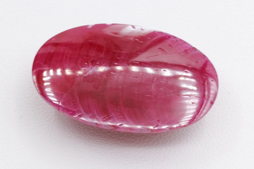 65.84ct Recrystallized Opaque Strong Red Ruby Cabochon 32x21 Lab Grown  - Image 3 of 4