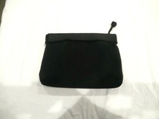 Genie black corded fabric clutch purse evening bag, vintage