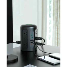 Power Strip Tower, 12 Outlets, 30W 3 USB & 2 USB-C ports, power up to 17 devices