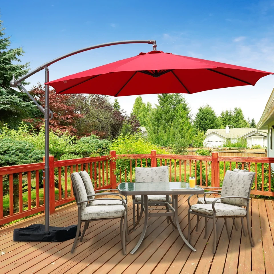 Aoodor 10ft Offset Patio Umbrella Cantilever Hanging Market Umbrella with Base - Image 4 of 4