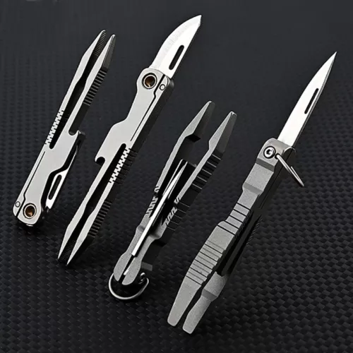 1 PC EDC Titanium Alloy Multi Tools Tweezers Opener Pocket Outdoor Folding Knife - Picture 2 of 20