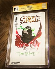 SPAWN 265 GOLD VARIANT CGC 9.8 SS PAINTED CLAYTON CRAIN + SIGNED TODD MCFARLANE