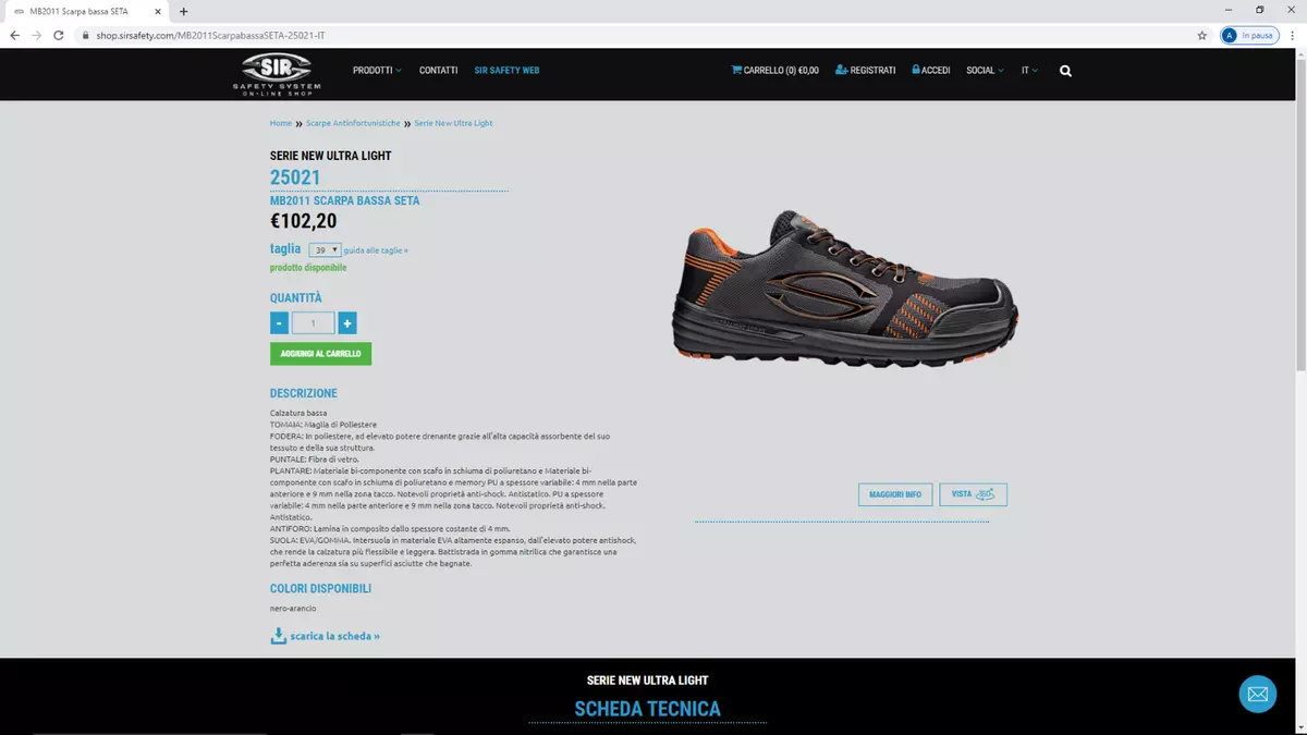 Scarpe antinfortunistiche sir shop ultra light