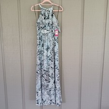 Vince Camuto Women Printed Maxi Dress Size 4 Wedding Guest Chiffon Cold Shoulder