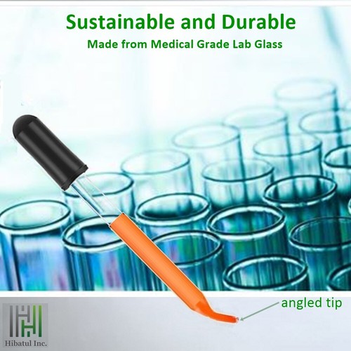 Set of 4 Medicine Art Essential Oils Eye Glass Dropper Pipette 4" Curved Tip 1ml - Picture 3 of 3