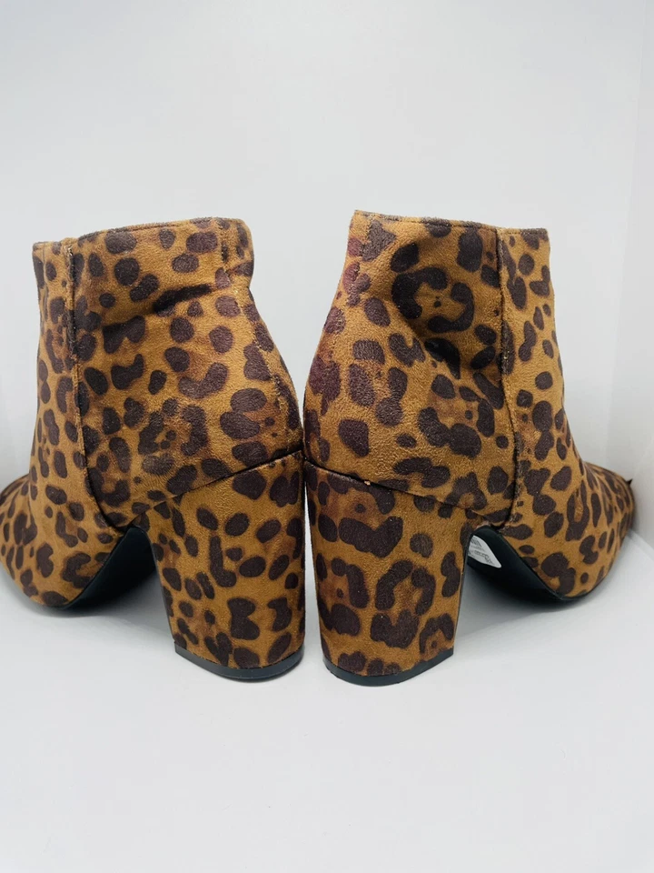 Botines cómodos con estampado de leopardo al tobillo de tacón bloque con cremallera frontal para mujer talla 10M Foto 3 de 4
