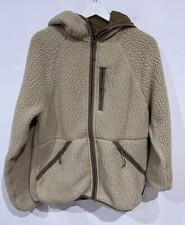 J Crew Jacket Nordic Sherpa Fleece Polartec Hooded Beige Tan Mens Medium