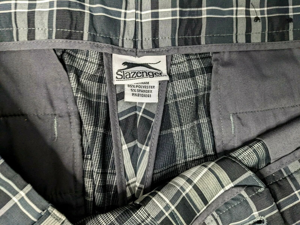 Pantalones Cortos Slazenger Para Hombre 38 Chino Golf Negro Gris Cuadros Profesional Ligeros Foto 4 de 4