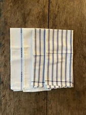Dansk 2 Blue Stripe Logo On White & 2 Stripe Chambray Kitchen Tea Towels NWOT