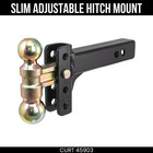 CURT Slim Adjustable Hitch Ball Mount 2 In Receiver 3-3/4 Drop 10K lbs 2 Balls