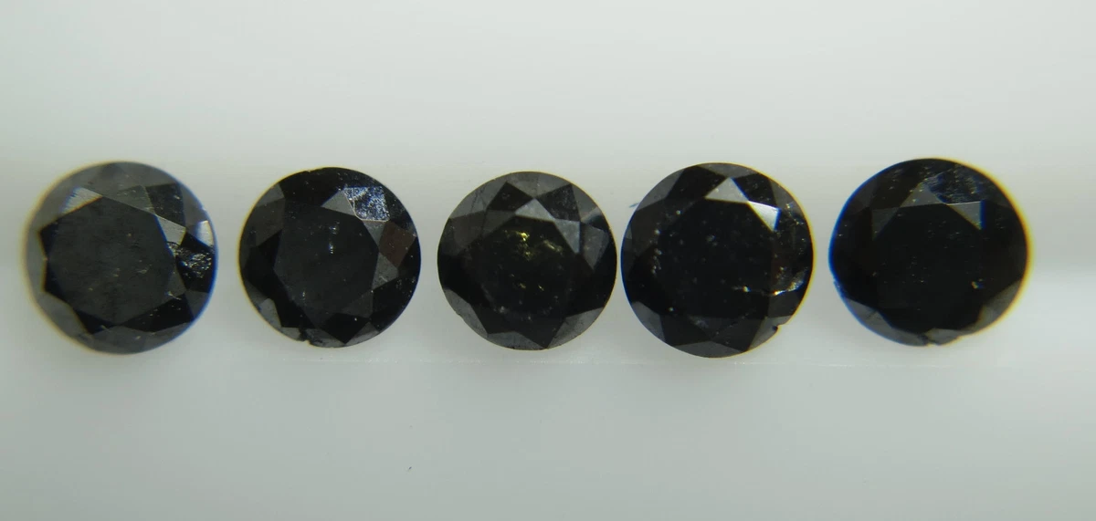 1.6mm 5pc Natural Loose Black Diamond Round Cut Opaque For Setting