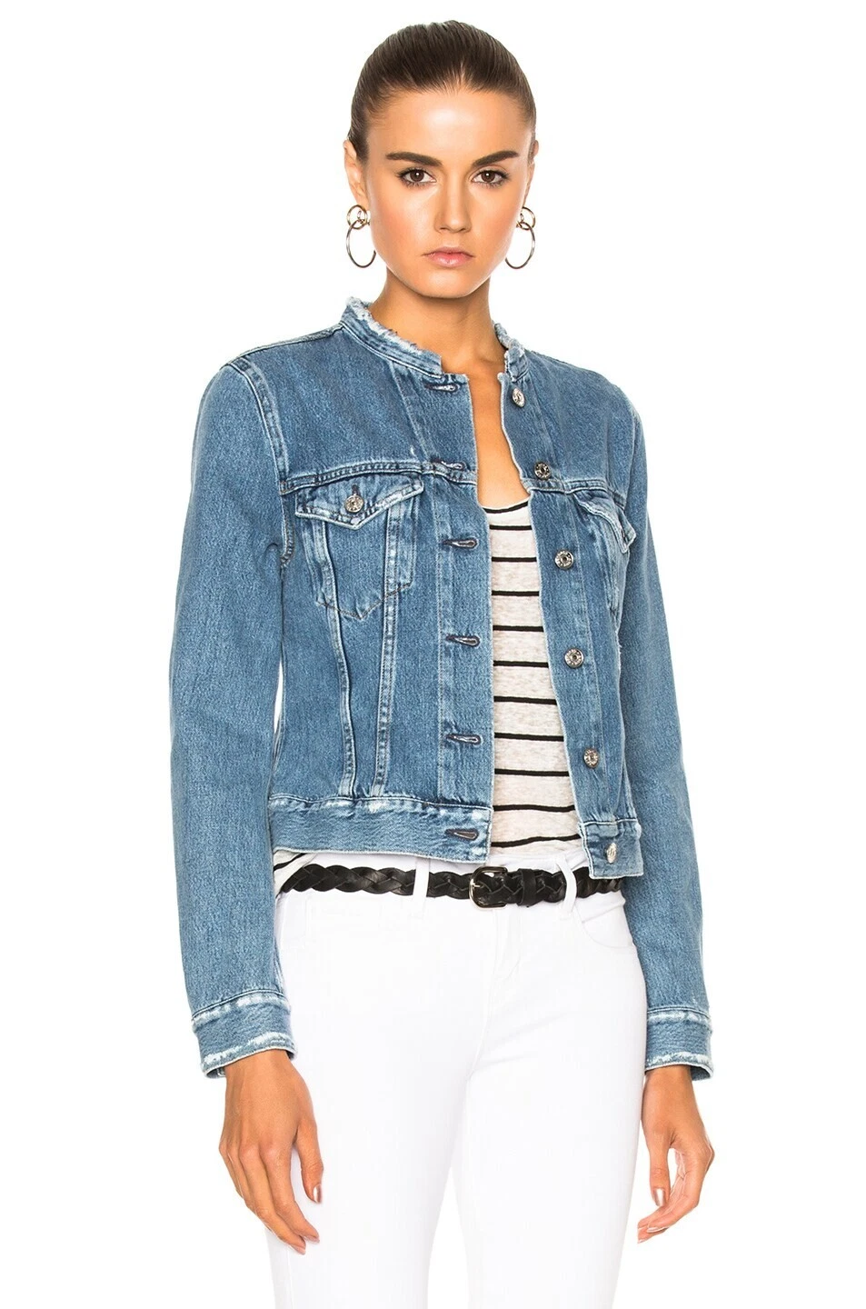 ACNE STUDIOS Giacca jeans ACNE STUDIO indaco denim top sfilacciato invecchiato cotone 38 = 4 = small