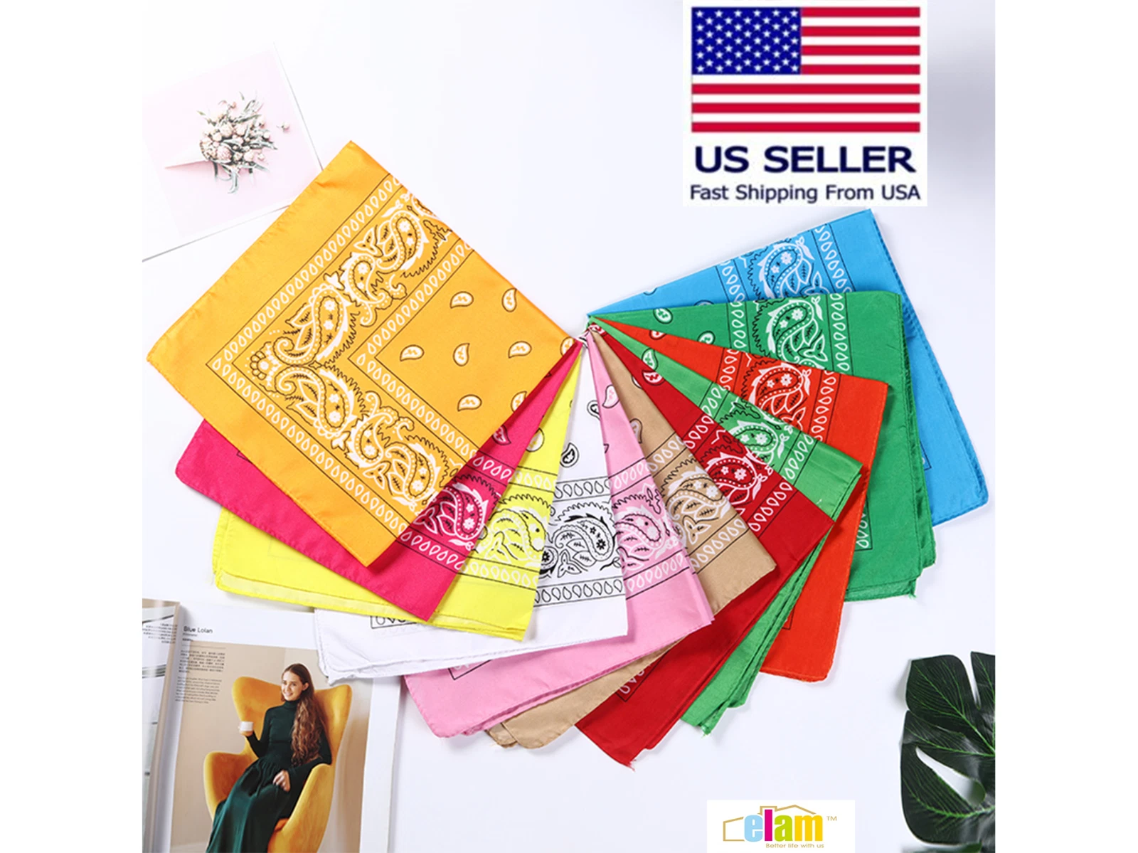 100% COTTON PAISLEY PRINTS BANDANA HEAD WRAP WRISTBAND HEADBANDS Face Cover