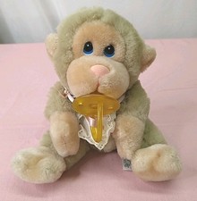 Vintage Russ Berrie  Co Baby Chee Chee Plush Monkey With Pacifier  Lace Bib