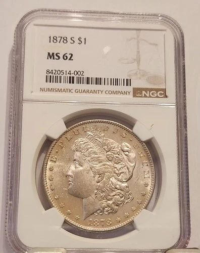1878-S MORGAN SILVER DOLLAR NGC MS62 San Francisco Mint $1 USA Collector Coin