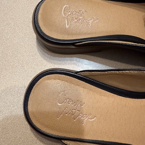 Crown Vintage Women Size 9.5 M (41) Black Naliana Leather Mules Casual Flats - Picture 4 of 11