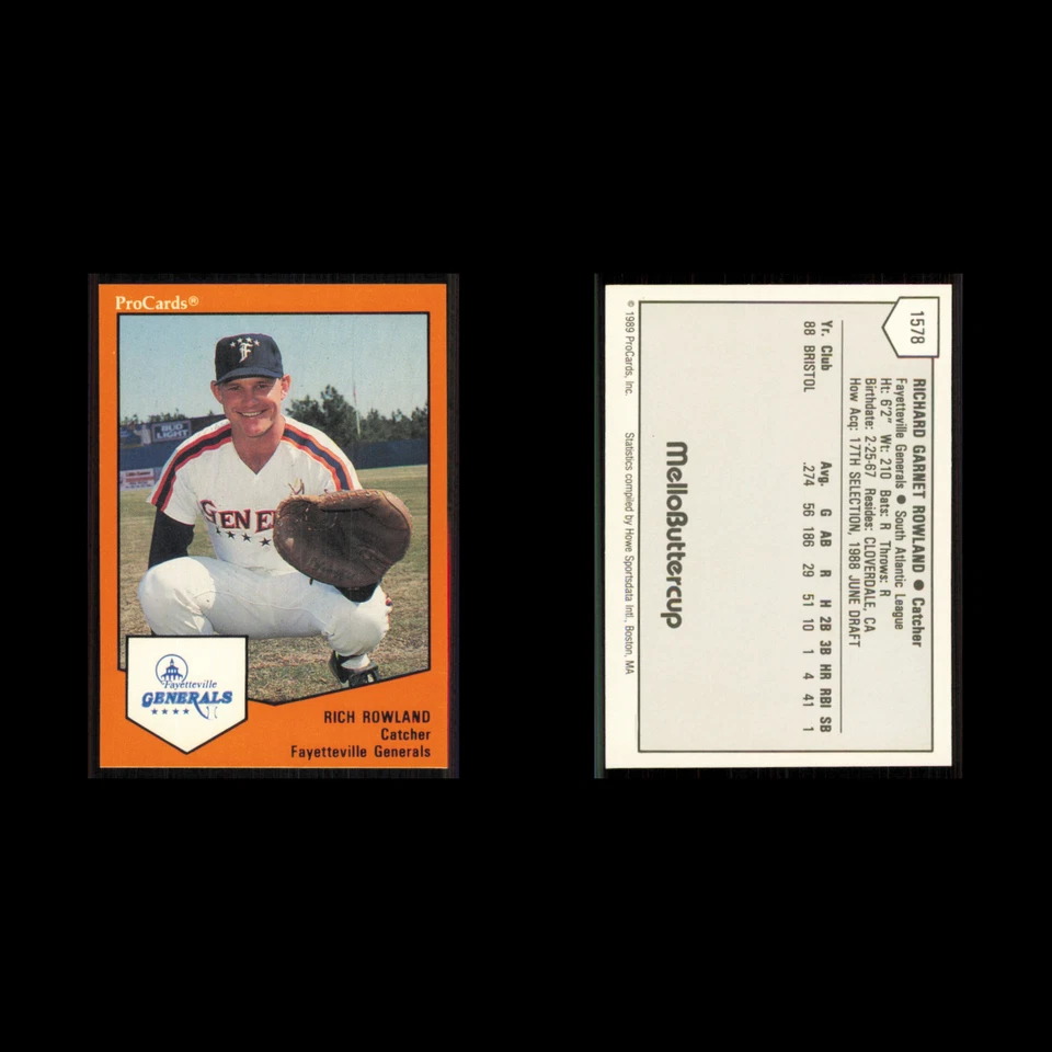 Rich Rowland #1578 1989 ProCards Minor League Team Sets Fayetteville Generals NM - Image 3 of 3