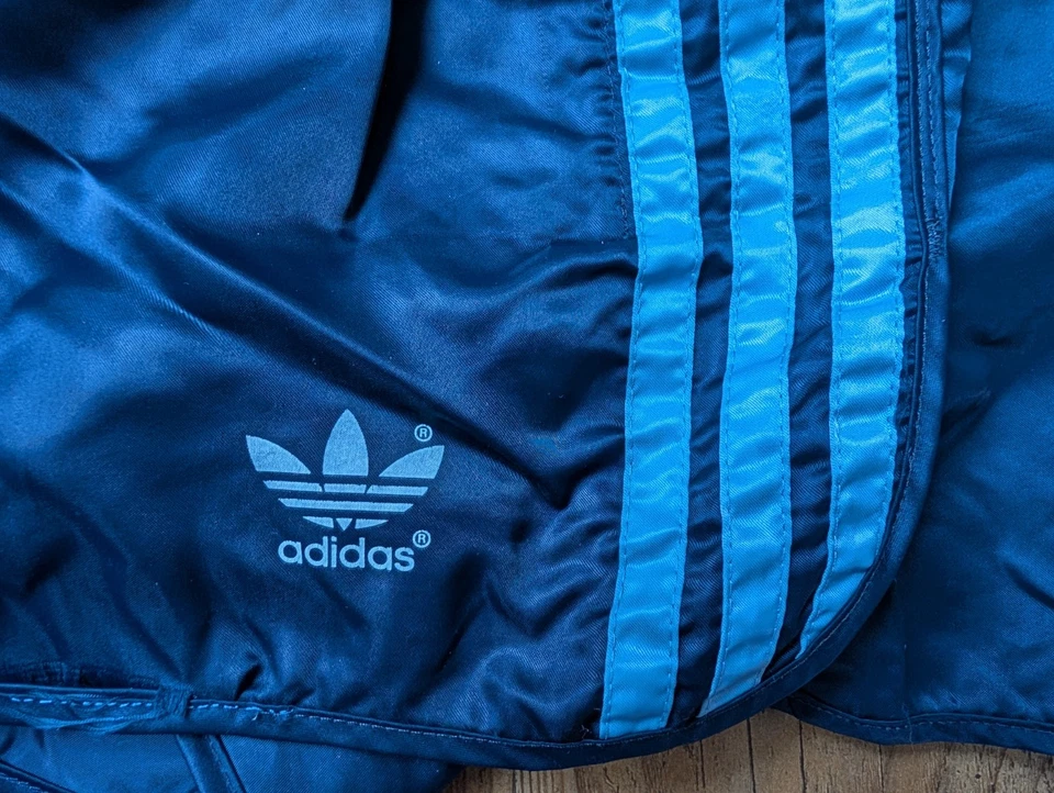 ADIDAS Glanz Nylon Sprinter Shorts blau D6 Vintage Running Sport Retro Fitness - Bild 2 von 4