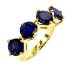925 Sterling Silver Ring Round Blue Sapphire 6mm Natural Gemstone Jewelry Size 7
