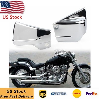 Pair Chrome Side Fairing Battery Cover for Yamaha V-Star DragStar 650 XVS650A