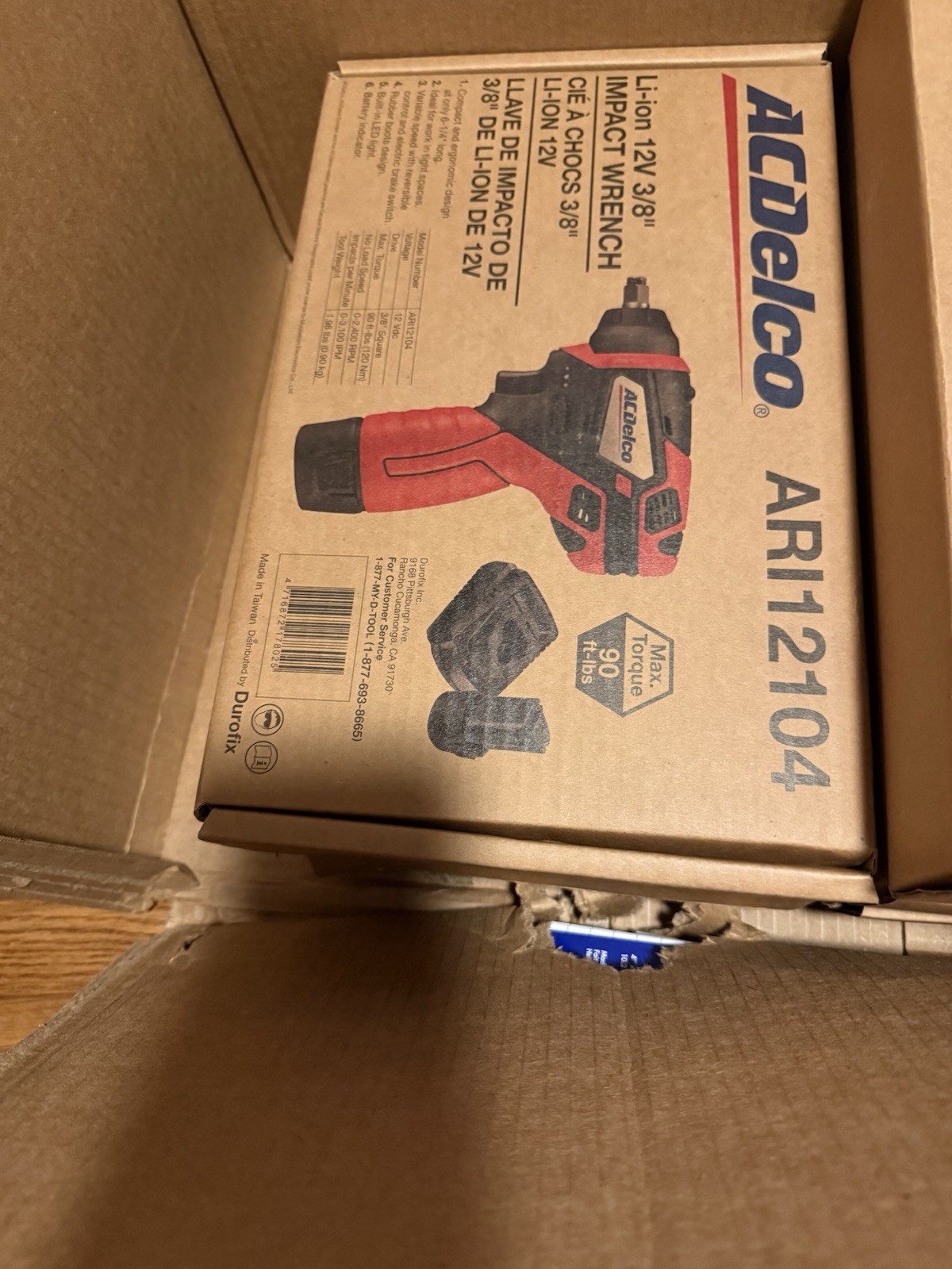 ACDelco ARI12104 12V Li-Ion 3/8" Impact Wrench Red Black 90 ft-lbs
