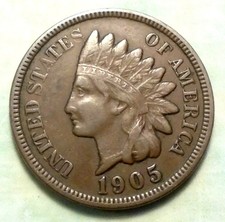 1905 Indian Head Cent VF+ CH VERY FINE Brown Full LIBERTY 1+Diam MANY I.H.s Here