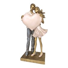 Paar mit Herz stehend Hochzeitsfigur 25cm Brautpaar Deko Hochzeitsgeschenk gold