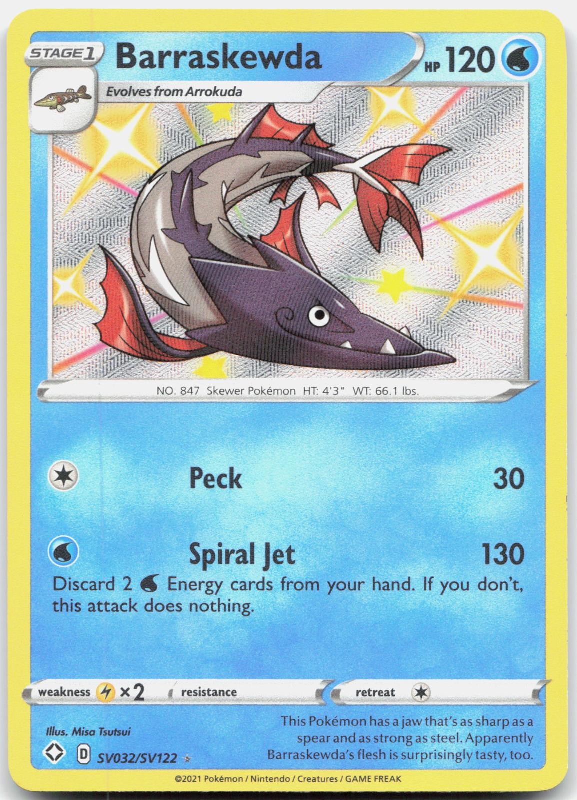 Barraskewda SV032/SV122 Shiny Rare Shining Fates Shiny Vault Pokemon Holo NM
