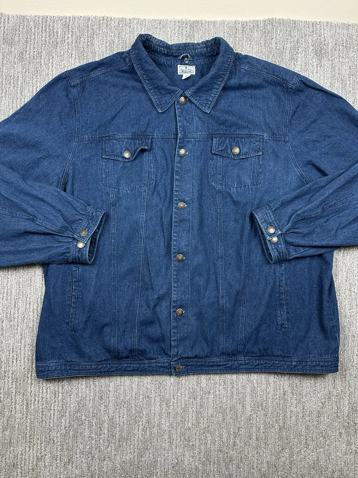 Liberty Blues Denim Jacket Mens 5XLT Blue Stretch Denim Dark Wash biker trucker image 1
