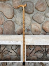 Vintage Derby Wooden Walking Cane   Carved Faux Bamboo Design, 35"