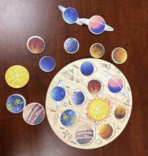Wooden Solar System Puzzle for Kids 3-5 Montessori Planet Match Sensory Toy