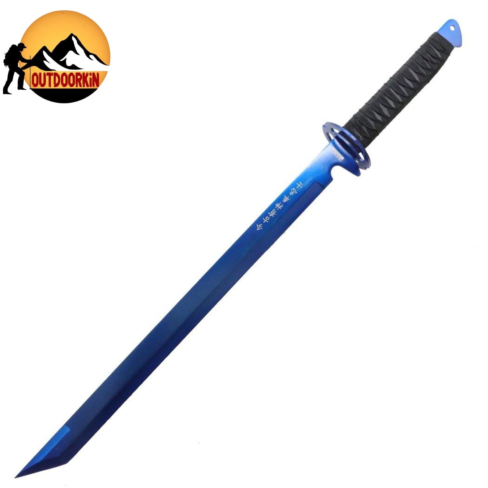 Ninja Sword Full Tang Tanto Machete Titanium Blue Blade Japanese Katana EPIC 27"