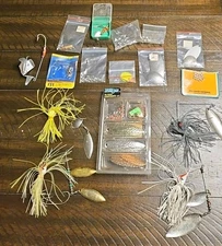 Vintage Fishing Spinner Bait Lures & 54 Piece Component Kit & Accessories