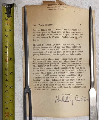 Vintage 1950s Letterhead Document Hodding Carter Journalist & Author Signed Page