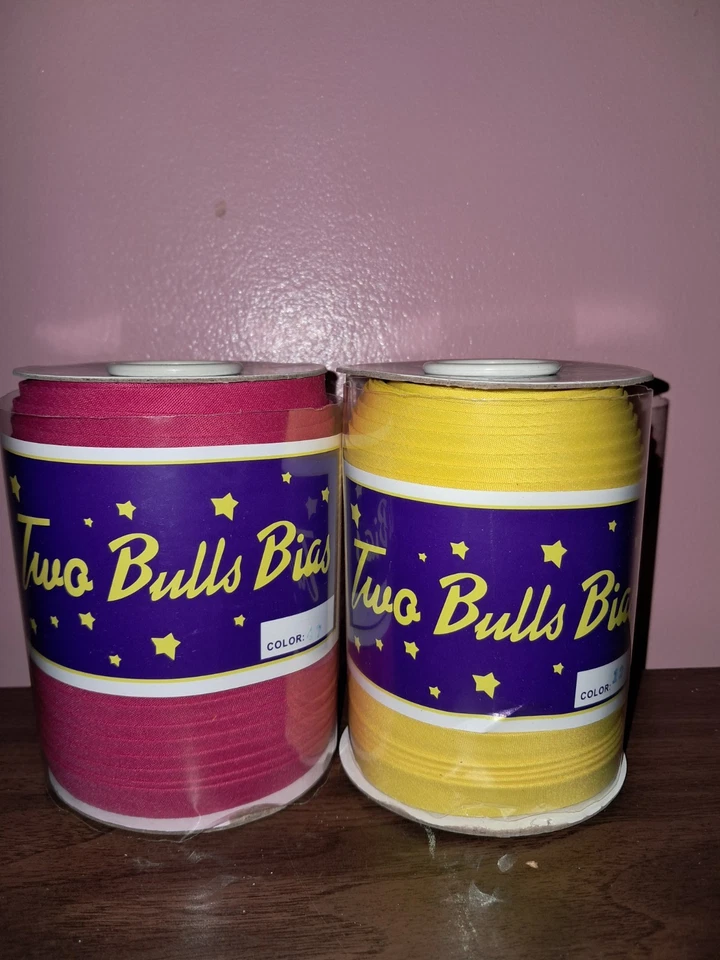 Cinta sesgada doble pliegue 1/2 pulgada 55 yardas, amarillo y rosa intenso paquete de 2 Foto 3 de 4