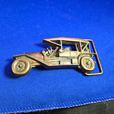 Car-Shaped Solid Brass Belt Buckle Gold Antique Finish Western 1.5in D-4230